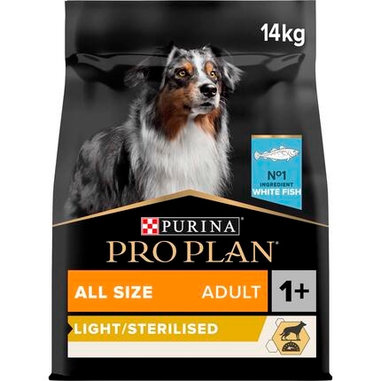 PURINA® PRO PLAN® All Sizes Adult Dog Light / Sterilised Riche en Poisson blanc