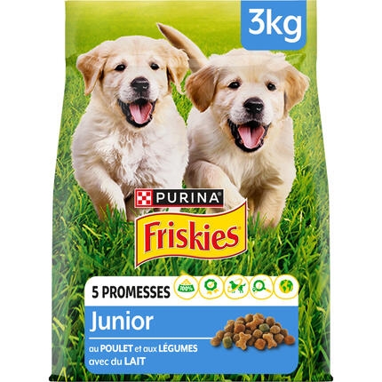 FRISKIES® JUNIOR Croquettes pour Chien au Poulet et aux Légumes avec du Lait