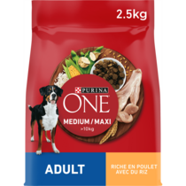 PURINA ONE® Medium / Maxi > 10kg Adult Riche en Poulet avec du Riz - Croquettes pour chien