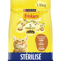 FRISKIES® pour CHAT STÉRILISÉ - Croquettes avec un délicieux mélange de Dinde et de Poulet avec des Légumes