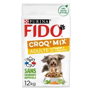 FIDO CROQ' MIX Adulte Au Poulet & aux Légumes Croquettes pour Chien