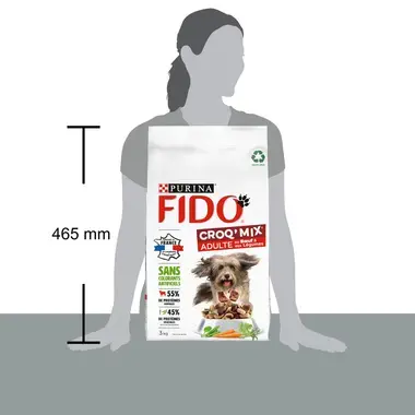 FIDO CROQ’ MIX Adulte Au Bœuf & aux Légumes Croquettes pour Chien