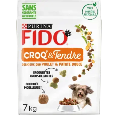 FIDO® CROQ’ & TENDRE® Délicieux Duo au Poulet et à la Patate Douce - Croquettes Pour Chien
