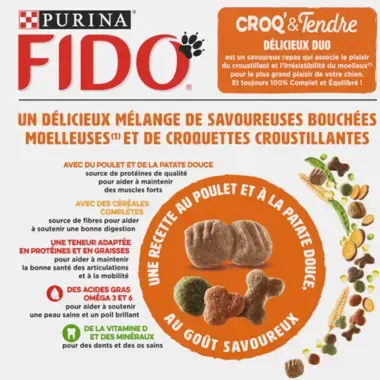 FIDO® CROQ’ & TENDRE® Délicieux DFIDO® CROQ’ & TENDRE® Délicieux Duouo au Poulet et à la Patate Douce - Croquettes Pour Chien