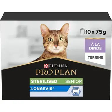 PURINA® PRO PLAN® STERILISED Senior 7+ LONGEVIS Terrine pour chat à la Dinde