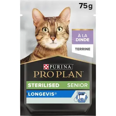 PURINA® PRO PLAN® STERILISED Senior 7+ LONGEVIS Terrine pour chat à la Dinde