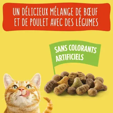 FRISKIES® CHAT ADULTE - Croquettes avec un délicieux mélange de Bœuf et de Poulet avec des Légumes