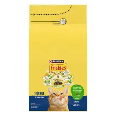 FRISKIES® pour CHAT STÉRILISÉ - Croquettes avec un délicieux mélange d'Agneau et de Dinde avec des Légumes