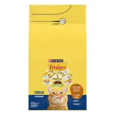 FRISKIES® pour CHAT STÉRILISÉ - Croquettes avec un délicieux mélange de Dinde et de Poulet avec des Légumes