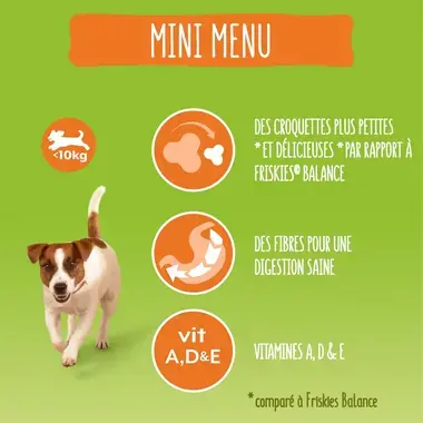 Friskies® MINI MENU Croquettes pour Chien au Poulet et aux Légumes