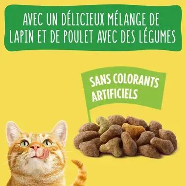 FRISKIES® CHAT ADULTE - Croquettes avec un délicieux mélange de Lapin et de Poulet avec des Légumes